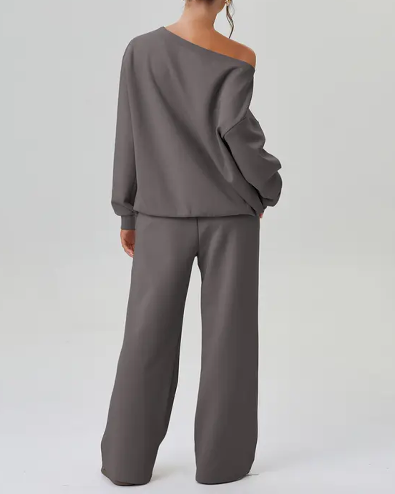 Off-Shoulder Sports Casual Suit