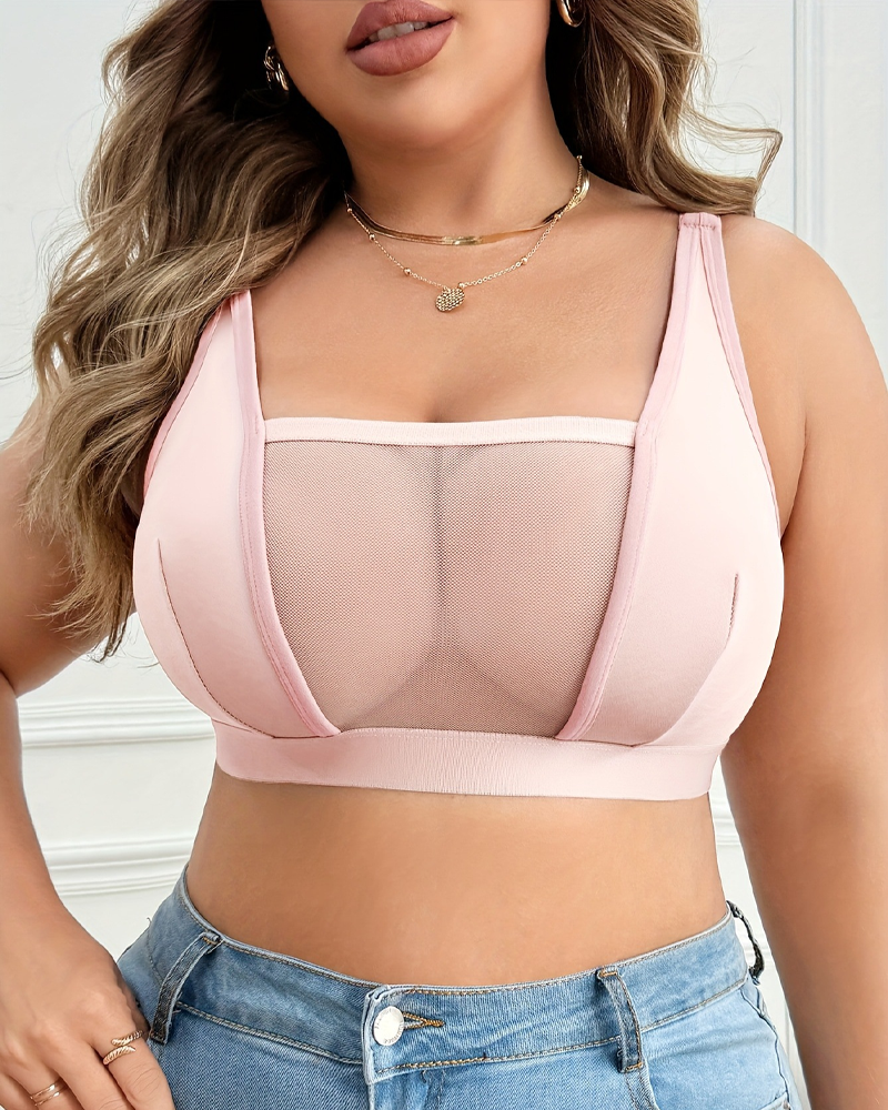 Mesh Panel Square Neck Bralette