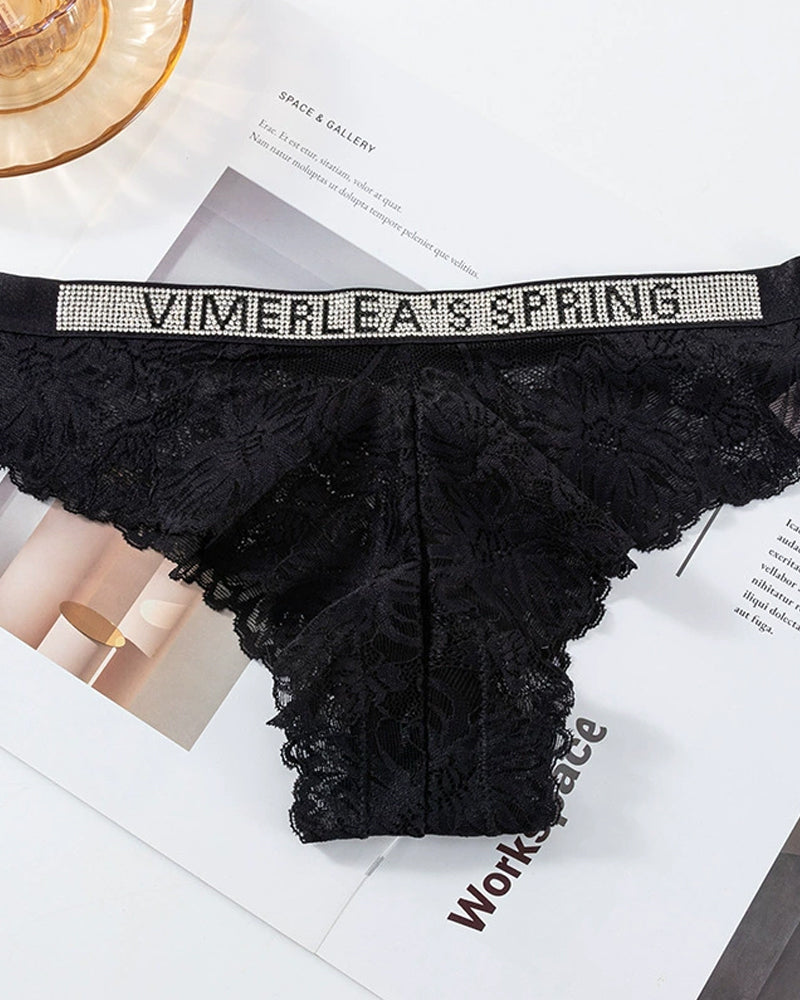 Sexy Rhinestone Waistband Panties