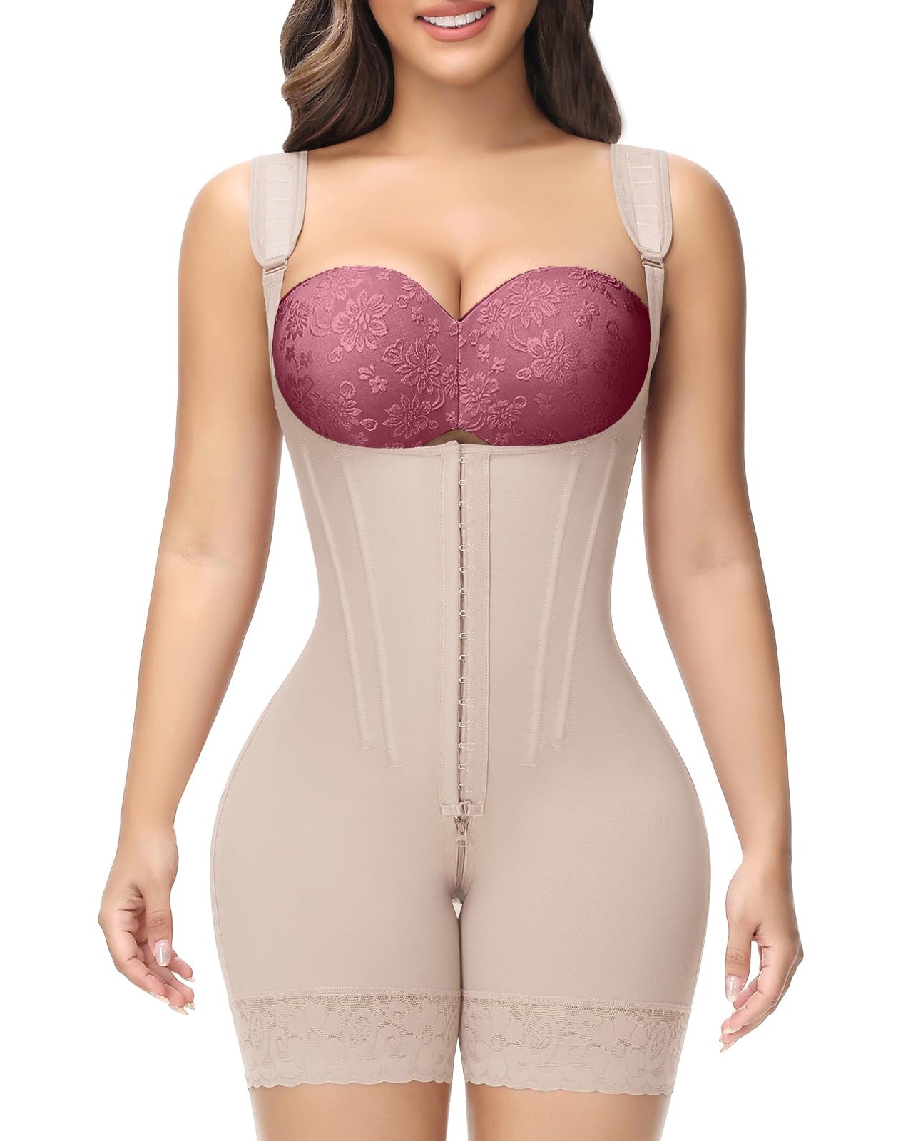 Hook & Eye Tummy Control Zipper Crotch Shaping Bodysuit