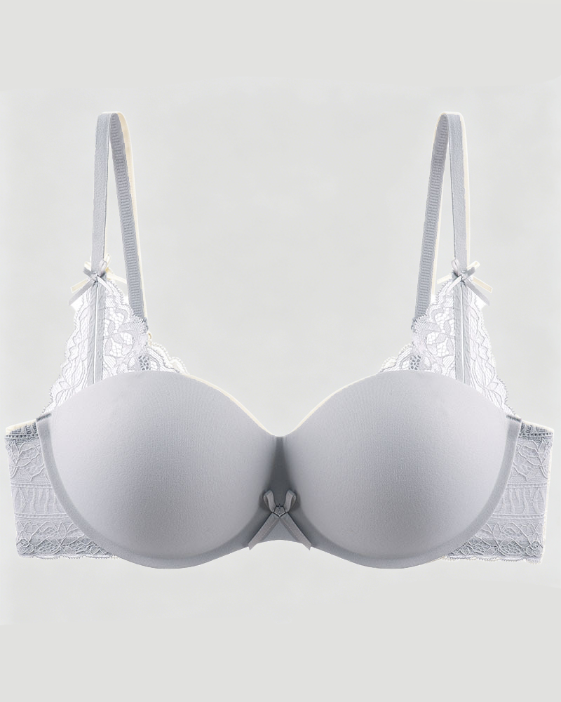 Lace Bow Padded Push-Up Underwire Bra