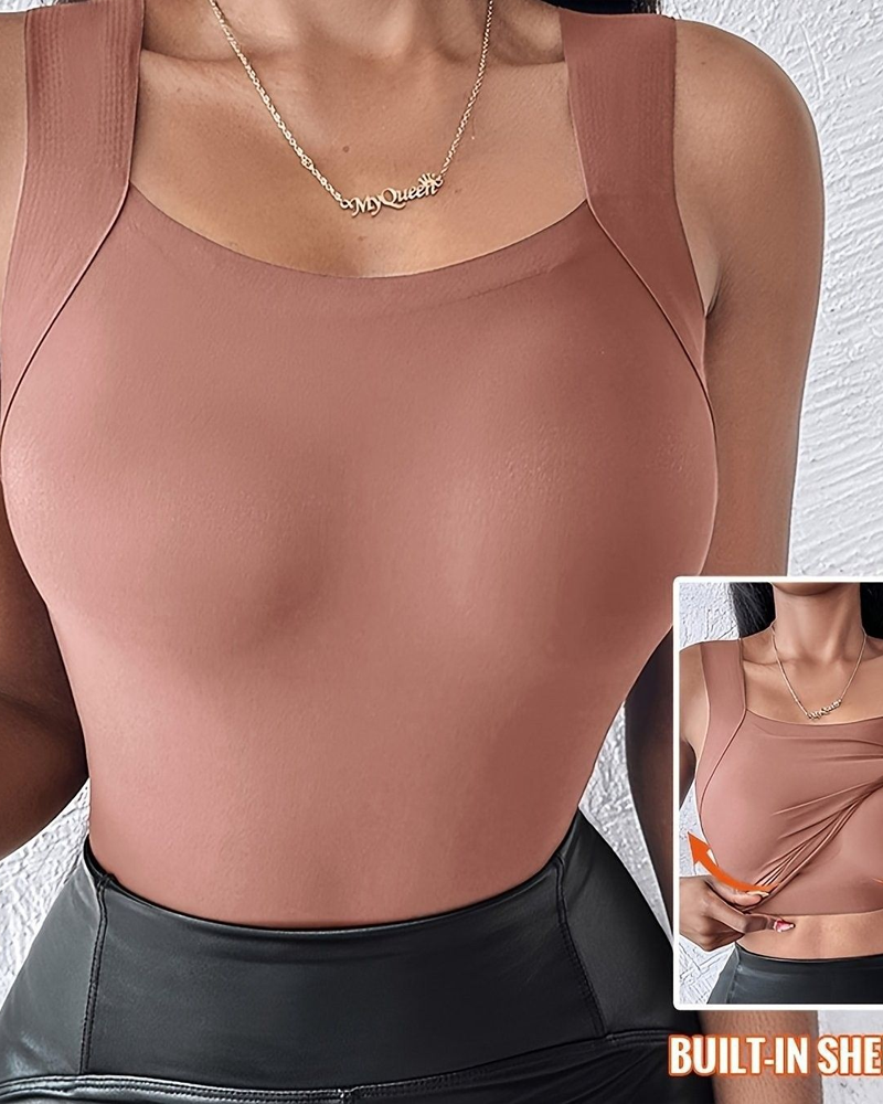 High Elastic Seamless Sleeveless Cami Shaper Vest With Built-In Bra