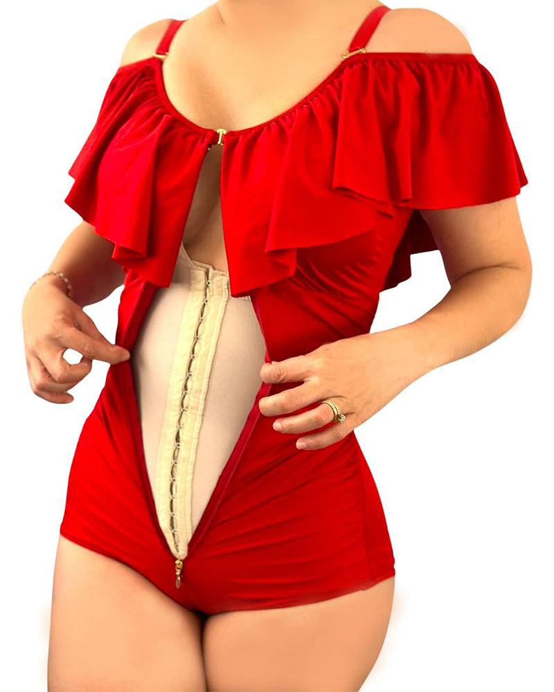 Body Shaping Ruffled Triangular Jumpsuit
