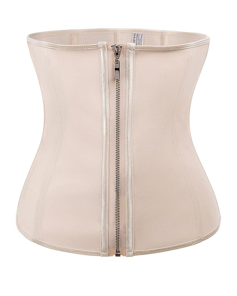 Latex Zipper Waist Trainer Corset for Weight Loss Hi-Waist Double Tummy Control Sport Workout Body Shaper