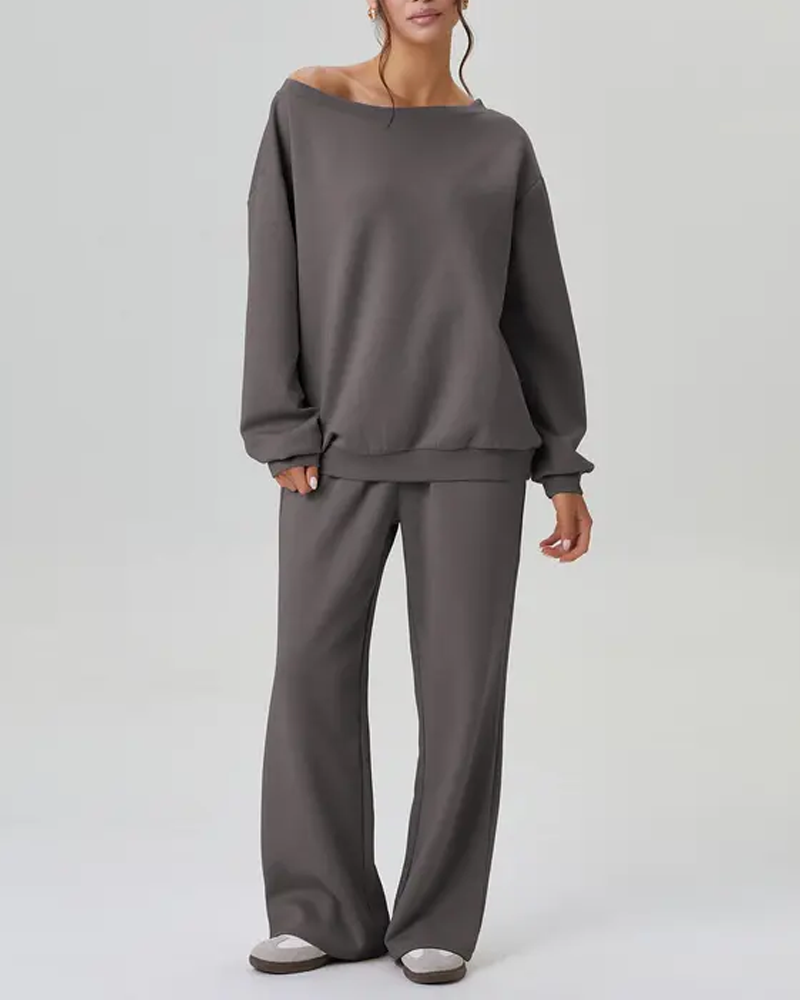 Off-Shoulder Sports Casual Suit