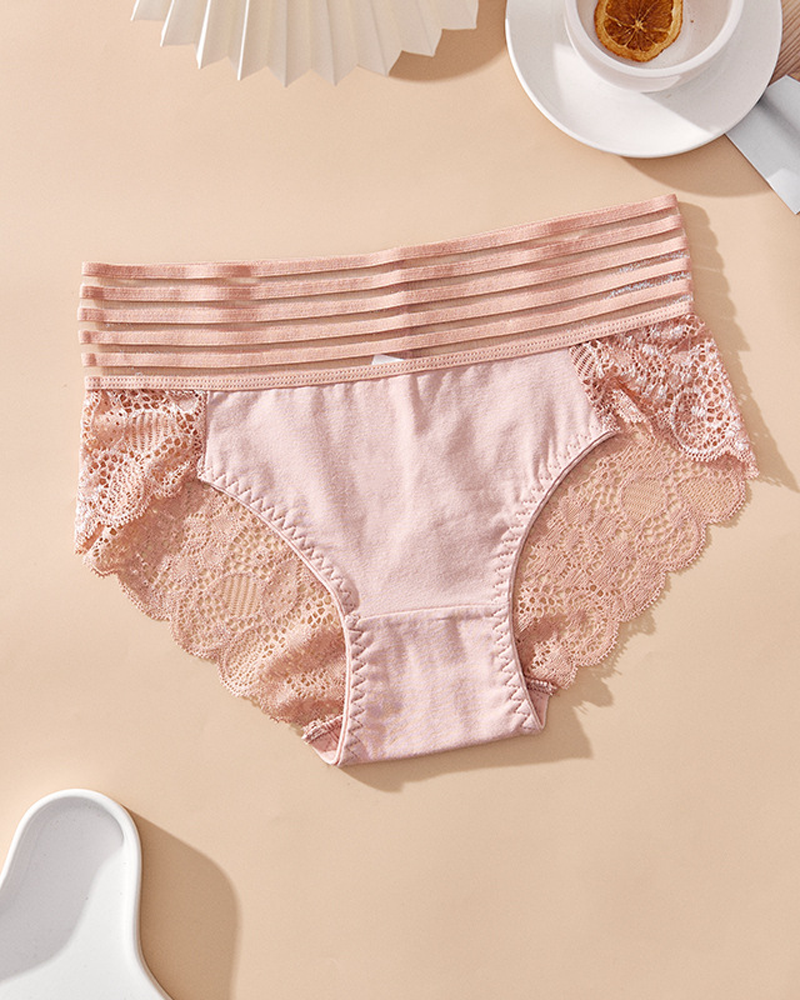 Lace Patchwork High-Waisted Briefs