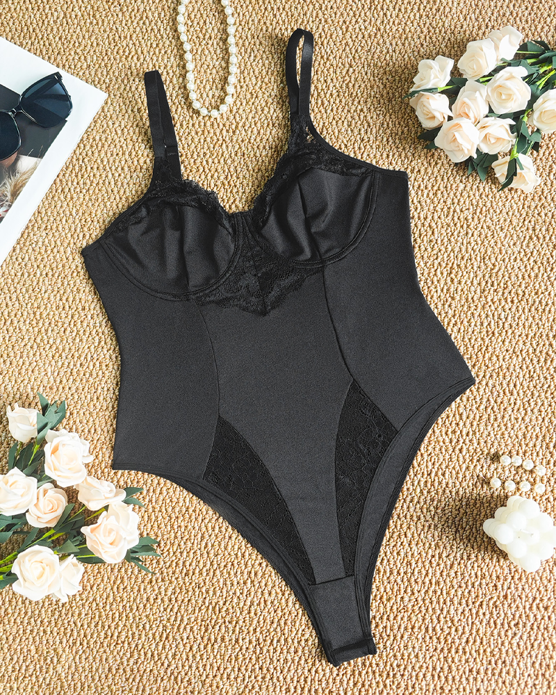 Lace Deep V Tummy Control Bodysuit