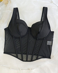 Mesh Sheer Boned Corset Bustier