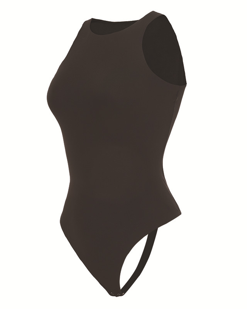 Sleeveless Crew Neck One-Piece Shapewear