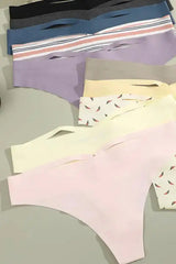 White Stripe Seamless Thong