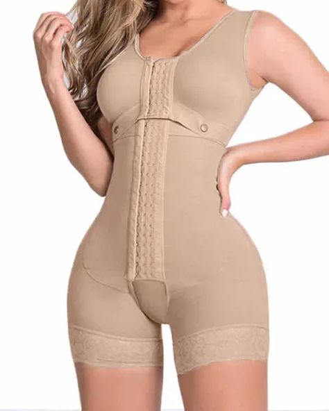 High Compression Shapewear With Hook And Eye Front Closure shaper Adjustable Bra Slimming Bodysuit