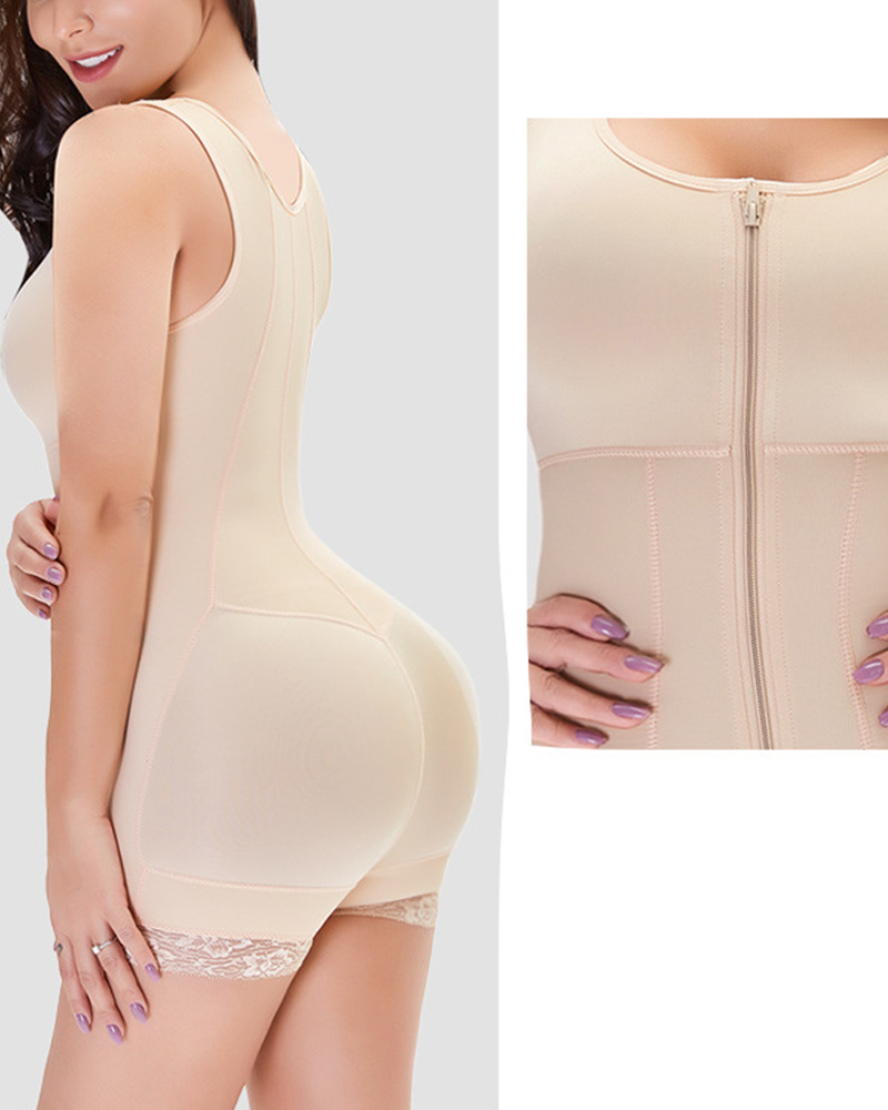 Zipper Tummy Control Shapewear with Bust Lift Butt Lifter
