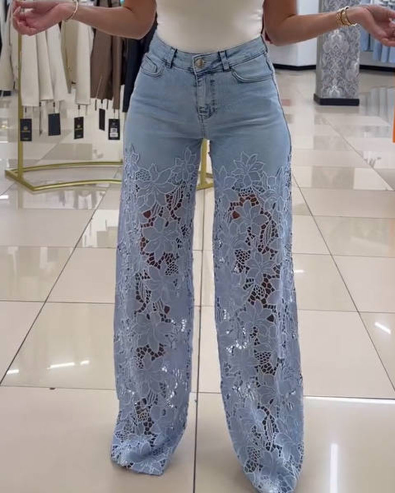 Laced Baby Blue Jeans