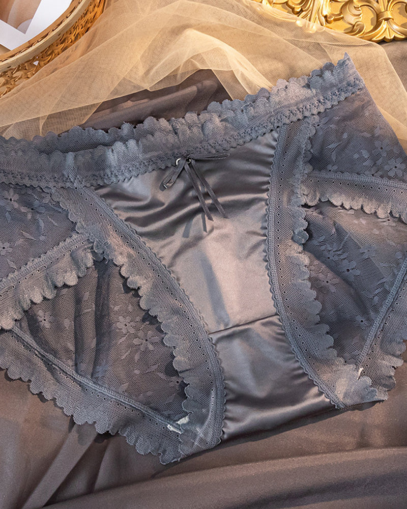 Mid-rise Sexy Satin Lace Briefs
