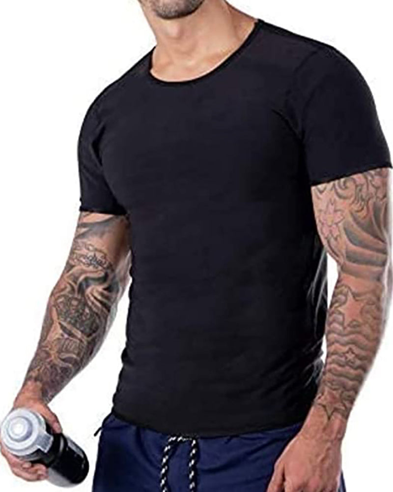 Men's Sweat Vest Fitness Sports T-Shirt Compression Short Sleeve