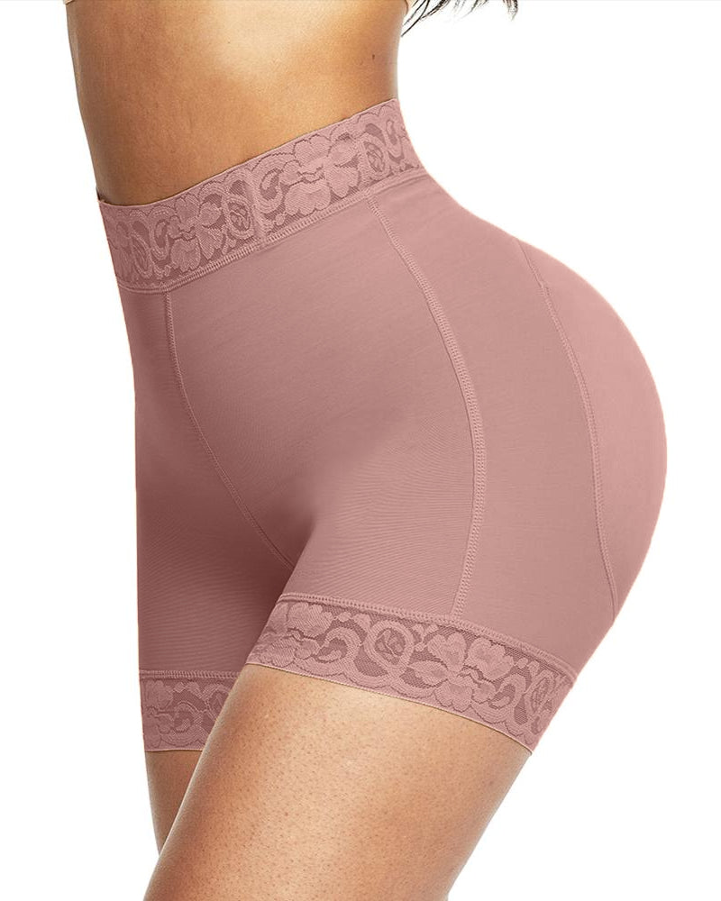 Mid-Waist Shaping Shorts With Anti-Rolling Lace Tummy Control Underwear For Women Butt Lifter