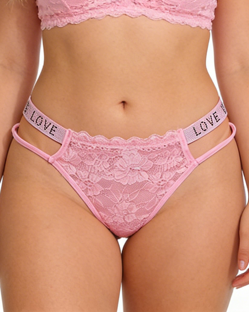Valentine's Day LOVE Rhinestone Lace Panties