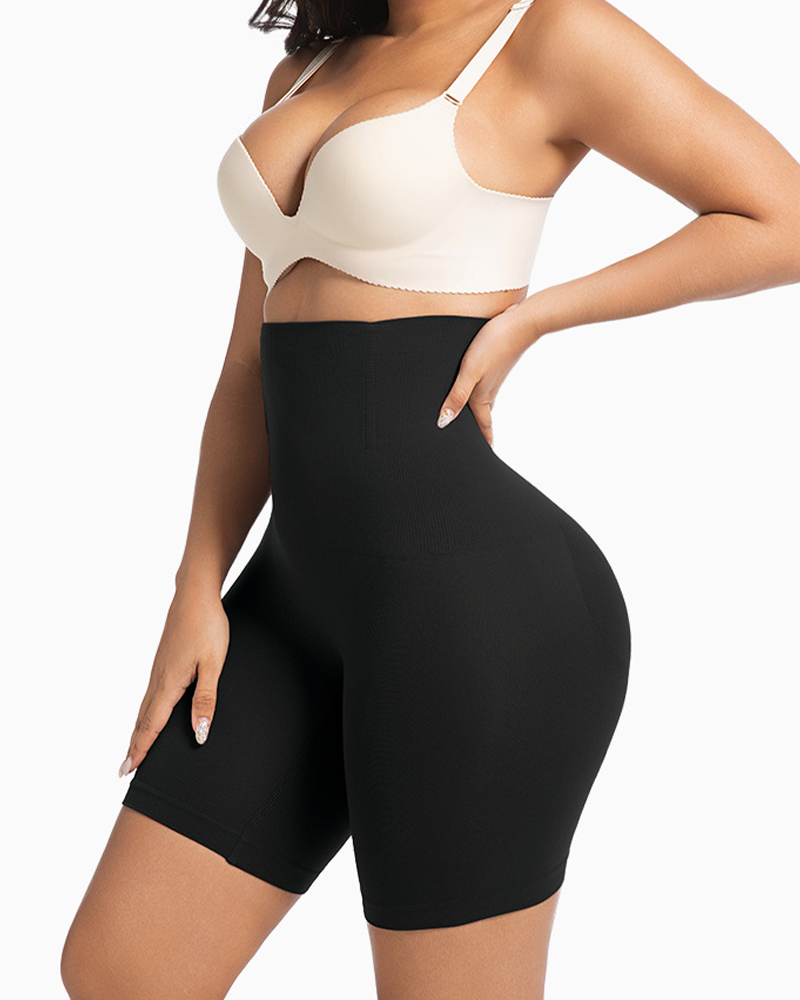 Women's High-Waisted Slim-Fit Shorts Seamless High-Waisted Hip-Lifting Waist-Cinching Tummy-Control Pants