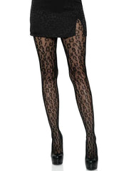 Black Leopard Net Tights