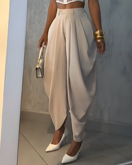 High Waist Loose Ruched Irregular Casual Pants