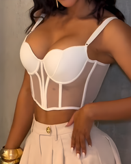 Sheer Mesh Push-Up Corset Top