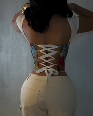 Off-The-Shoulder Tie Back Slim Fit Corset Top
