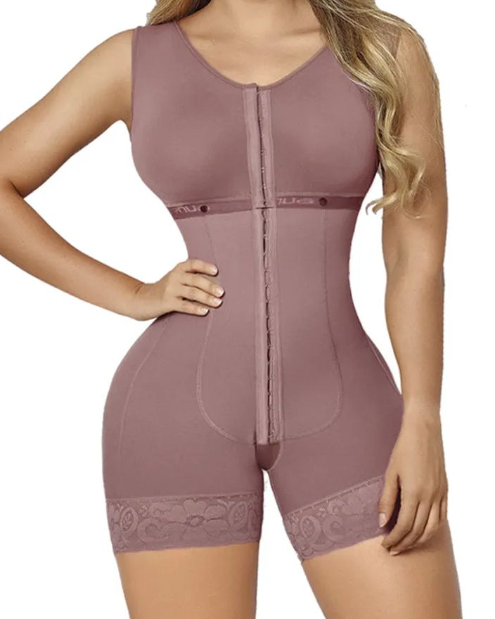 Full Abdomen Control Bodysuit With Hook-eye Open Crotch Body Shaper Postpartum Recovery Fajas