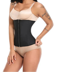 Latex Zipper Waist Trainer Corset for Weight Loss Hi-Waist Double Tummy Control Sport Workout Body Shaper