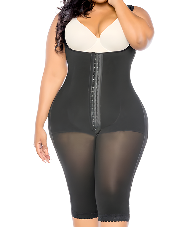 Front Zip Midi-Length Sleeveless Full Body Shaper