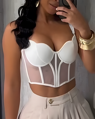 Sheer Mesh Push-Up Corset Top