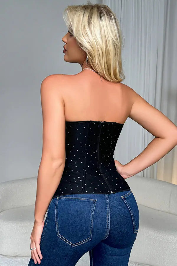 Dazzling Black Corset with Zip-Up Back