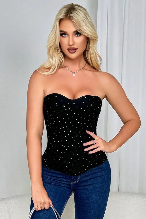 Dazzling Black Corset with Zip-Up Back