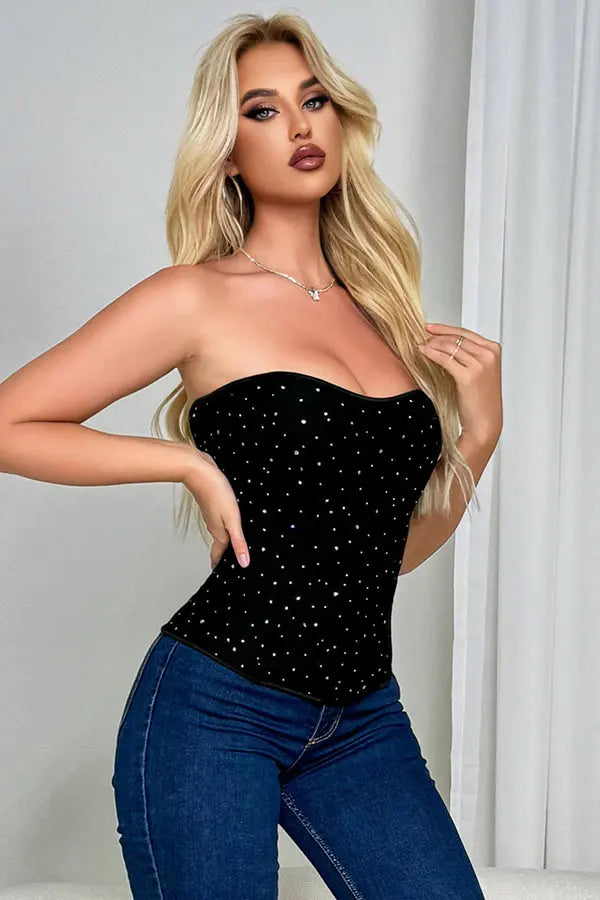 Dazzling Black Corset with Zip-Up Back