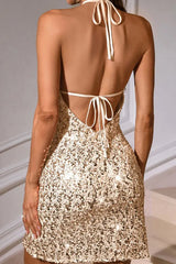Shimmering Sequin Halter Dress
