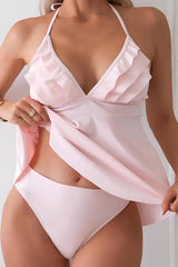 Soft Pink Ruffled Lingerie Set