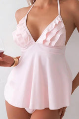 Soft Pink Ruffled Lingerie Set