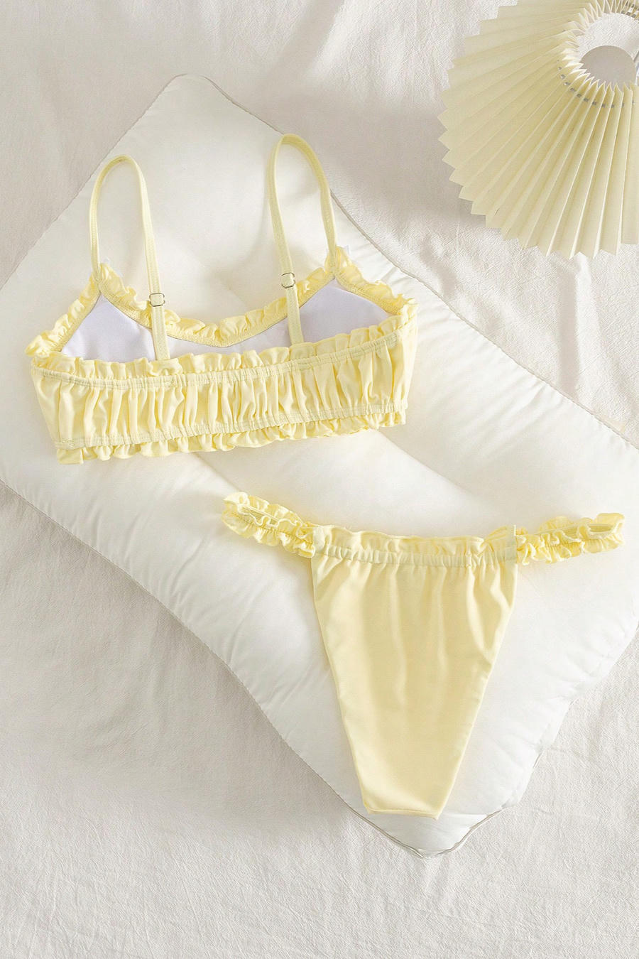Ruffled Pale Yellow Bikini Set