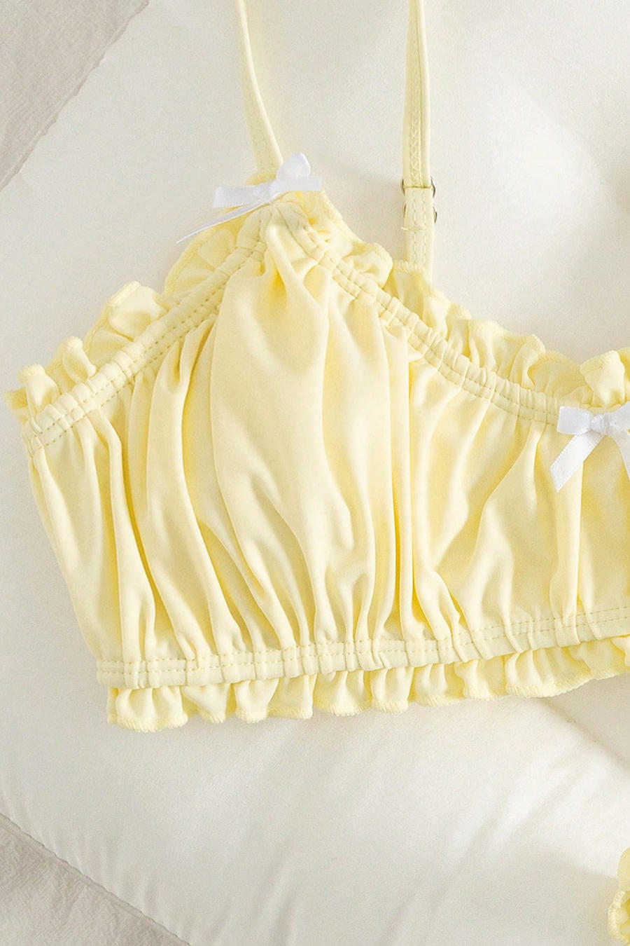 Ruffled Pale Yellow Bikini Set