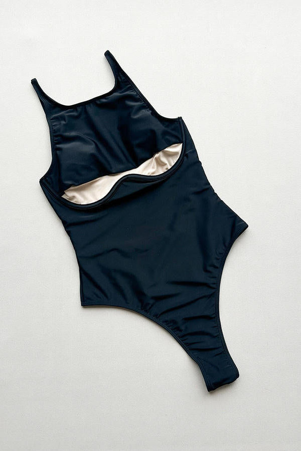 Black Cutout One Piece Swimsuit