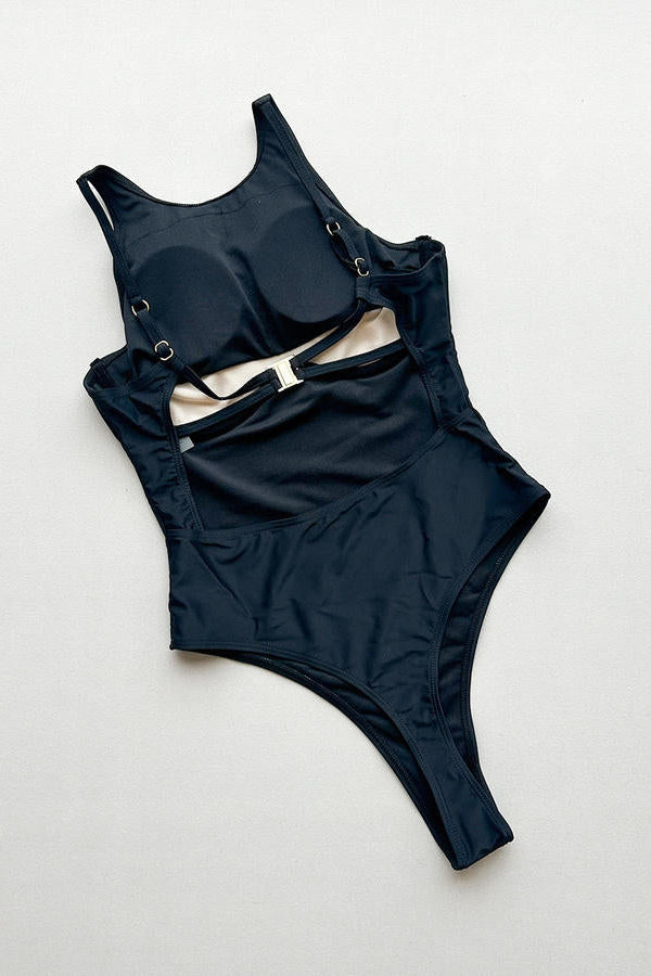 Black Cutout One Piece Swimsuit
