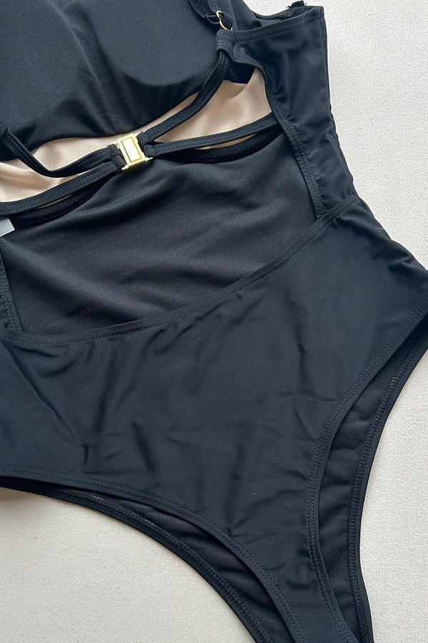 Black Cutout One Piece Swimsuit
