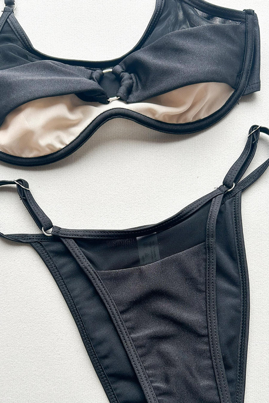 Black Cut Out Mesh Bikini Set