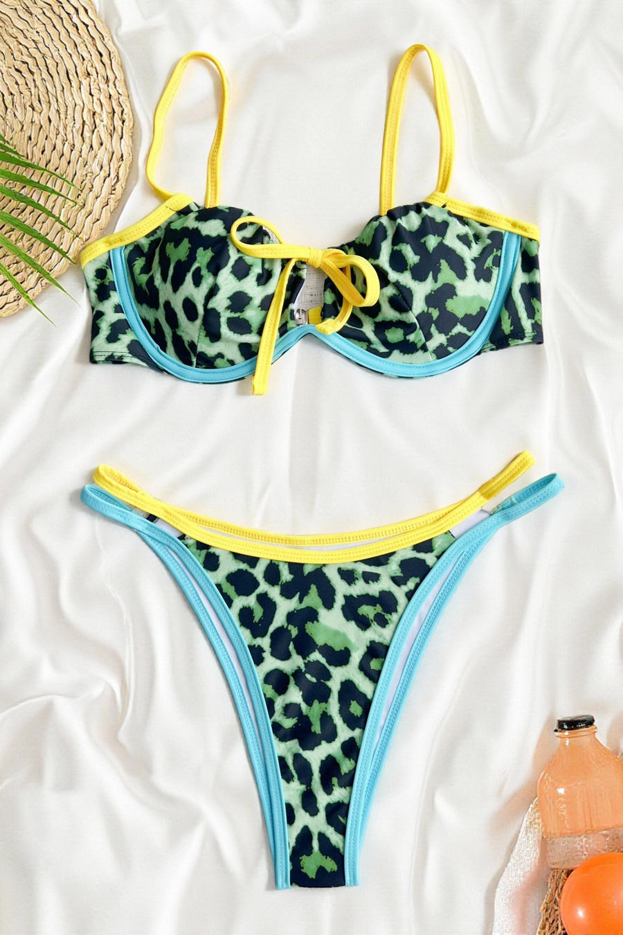 Green Leopard Print Bikini Set