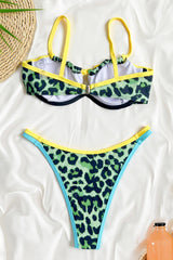 Green Leopard Print Bikini Set