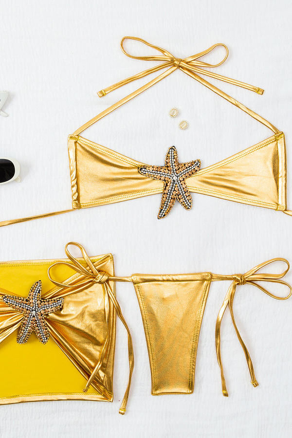 Gold Metallic Starfish Bikini Set