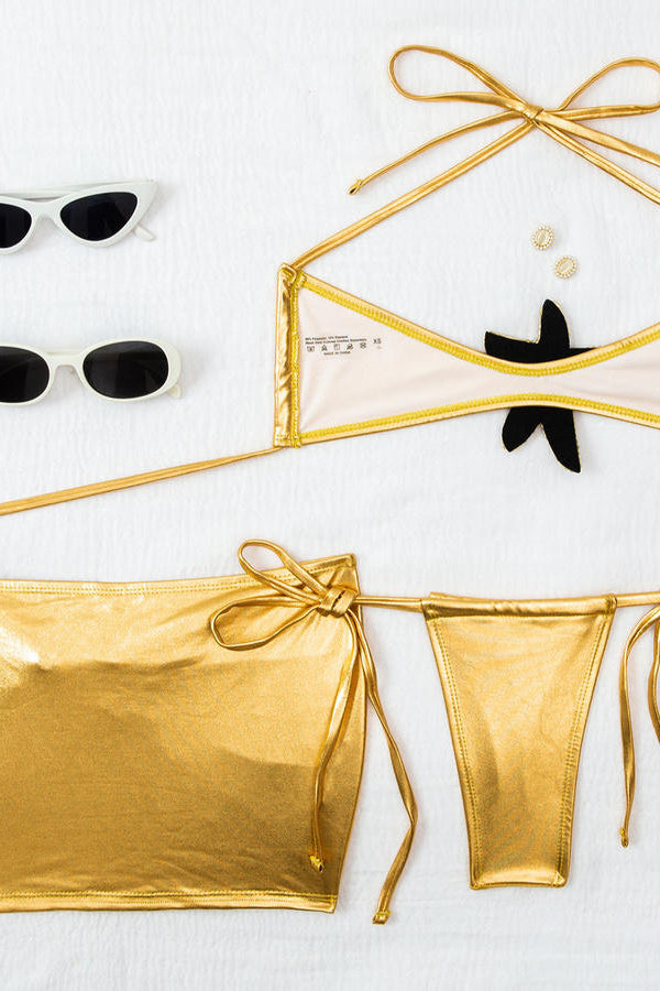 Gold Metallic Starfish Bikini Set