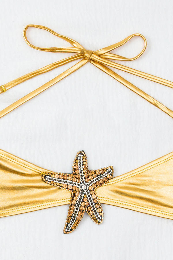 Gold Metallic Starfish Bikini Set