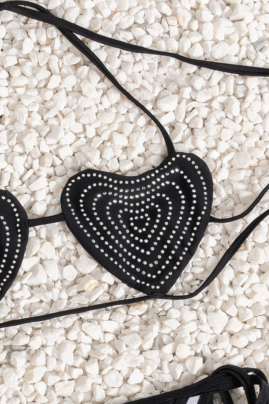 Black Rhinestone Heart Bikini Set