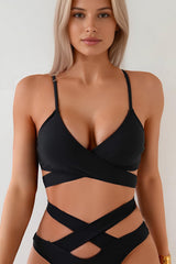Black Criss Cross Cutout Swimsuit