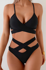 Black Criss Cross Cutout Swimsuit
